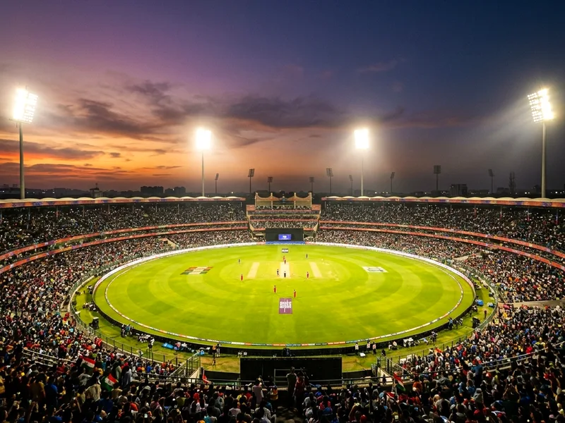 Indian cricket stadium at dusk — play99exch exchange back and lay guide